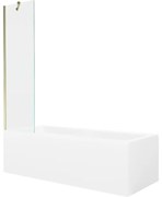 Mexen Cubik wanna prostokątna 150 x 70 cm z obudową i parawanem 1-skrzydłowym 50 cm, transparent, złoty - 550315070X9505000050