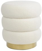 Biały puf z materiału bouclé Kimi – Light &amp; Living