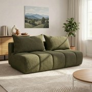 Sofa z Funkcją Spania SARIA Oliwkowa Boucle Nowoczesna