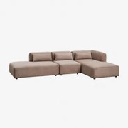 Sofa Modułowy Z Prawym Szezlongiem, 3-częściowy Z Otomanką Fogler Sztruksu Camel - Sklum