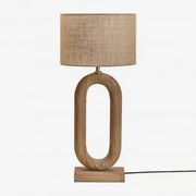 Lampa Stołowa Z Drewna Mango Tiberia Drewno Mango & Beżowy Len Ø30 Cm - ↑20 Cm Arlina - Sklum