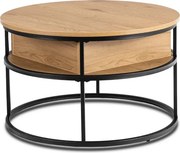 Stolik Kawowy ASTUR 80 cm z Podnoszonym Blatem Dąb/Czarny Loft