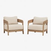 Zestaw 2 Foteli Z Drewna Akacjowego Uleno Jasny Akacjowy Brąz - Sklum