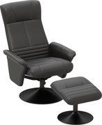 HOMCOM Fotel z podnóżkiem, obrotowy, ergonomiczny, w wyglądzie mikrofałdy, do 150 kg, Czarny