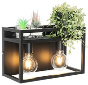 Industrialna lampa ścienna czarna z półką 2-światła - Cage RackPrzemysłowy Oswietlenie wewnetrzne