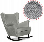 Fotel uszak bujany Bella jasny szary welur plusz