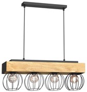 Żyrandol na lince MENTON 4xE27/15W/230V czarny/brązowy/dąb