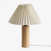 Lampa Stołowa Z Drewna Kauczukowego Gaines Ø30 Cm - Sklum