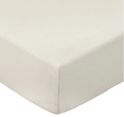 Beżowe prześcieradło z perkalu bawełnianego z gumką 185x200 cm Cotton Percale – Bianca