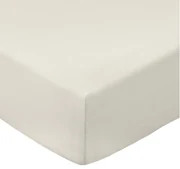 Beżowe prześcieradło z perkalu bawełnianego z gumką 185x200 cm Cotton Percale – Bianca