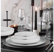 18-częściowy zestaw obiadowy, biały/srebrny, porcelana