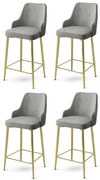 Zestaw krzeseł barowych Enox Grey and Gold, 4 szt., 4 szt.