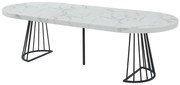 Stół do jadalni rozkładany dla 2 do 12 osób z MDF i stali - Efekt białego marmuru i Czarny - FIRELA