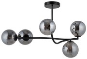 Nowoczesna lampa sufitowa czarna do stylowego wnętrza - Vena 5 klosze szare, 33681