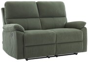 Kanapa 2-osobowa z elektryczną funkcją relax z zielonego sztruksu - LUNANO