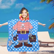 Ponczo dziecięce PIRAT I SKARB niebieskie 60 x 90 cm Rozmiar: 60 x 90 cm