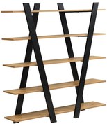 Regał z 5 półkami - Naturalny i Czarny - TUZLA