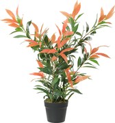HOMCOM Sztuczna Photinia 90 cm roślina sztuczna z 300 liśćmi, z regulowanymi gałęziami, 45 x 45 x 90 cm, Czerwony+Zielony | Aosom PL