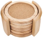 Drewniane podkładki ze stojakiem w naturalnym kolorze zestaw 6 szt. – Orion