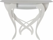 Konsola Frida 110x35x85 cm z białego lakierowanego żelaza, perforowany wzór kwiatowy, wąski mebel do przedpokoju lub salonu, made in Italy