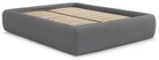 Ciemnoszare tapicerowane łóżko dwuosobowe bez zagłówka ze schowkiem i stelażem 180x200 cm Inera – Bobochic Paris