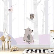 Fototapeta - Niedźwiadek w brzozowym lesie (196x136 cm)