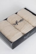 Zestaw podarunkowy małych ręczników MICRO COTTON, 3 szt Jasnobeżowy