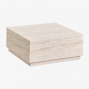 Kwadratowy Stolik Kawowy 80x80 Cm W Stylu Cementu Trawertyn Imala Look Travertino - Sklum