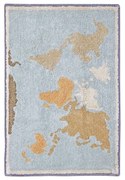 Niebiesko-beżowy bawełniany dziecięcy dywan do zabawy tkany ręcznie odpowiedni do prania 70x100 cm Mini Worldmap – Lorena Canals