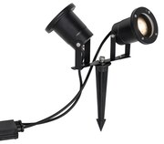 Nowoczesny reflektor ogrodowy czarny z przewodem i wtyczką 150 cm 2-źródła światła IP65 - Basic