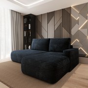 Masseno Narożnik AVINI z funkcją spania i pojemnikiem na pościel Narozniki L, Rozkładana sofa - Czarny, TILIA 100