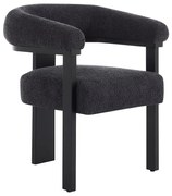 Krzesło z podłokietnikami z bukli i drewna kauczukowego - Czarny - LIVELIA marki Pascal Morabito