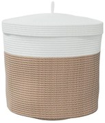 Brązowo-biały kosz na pranie z pokrywą W4-G19