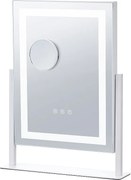 Iluminowane Lusterko do Makijażu SucceBuy, Bluetooth, 3 Kolory, 41 x 30 cm, 5X, Obrot o 360°, Białe, do Makijażu na Stole w Sypialni