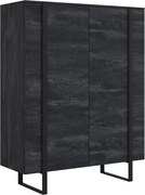 Komoda wysoka Verica 120 cm dwudrzwiowa - czarny beton / czarne nóżki