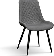 Zestaw 4 krzeseł z szarej tkaniny i czarnych metalowych nóg - VIENNA