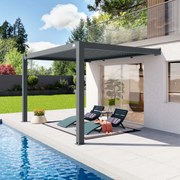 PRIMEYARD 3x4 pergola przyścienna w kolorze antracyt, z dachem lamelowym w kolorze antracyt - (400141)