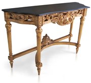 Barokowa konsola, kolor ciemnozłoty, czarny blat.