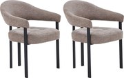 Zestaw 2 krzeseł z teksturowanej tkaniny i czarnego metalu - Taupe - ALORINA