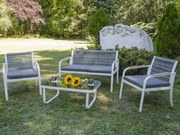 Zestaw mebli na balkon z aluminium meble z plecioną liną sofa 2 fotele stolik kawowy OUTLET