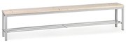 Ławka do szatni z półką na buty, siedzisko - listwy, długość 2000 mm, szara