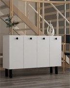 Komoda – 120 cm szerokości x 80 cm wysokości x 29,6 cm głębokości – biała i czarna – płyta wiórowa