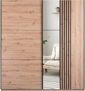 Szafa Przesuwna ATROX 203 cm z Lustrem Szafa Dwudrzwiowa Dąb artisan