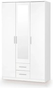 Szafa trzydrzwiowa LIMA S-3 120cm biały połysk z lustrem HALMAR