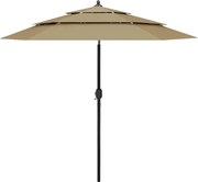 Okrągły trzypoziomowy parasol ogrodowy taupe P9-D43