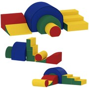 AIYAPLAY 5-częściowy zestaw miękkich klocków dla niemowląt i małych dzieci, z pianki i sztucznej skóry, 5 kreatywnych form, zestaw do wspinaczki, pełzania i zabawy, kolorowy