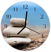 Zegar szklany okrągły Kamienie