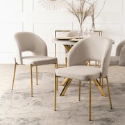 Krzesło Tapicerowane BROS Kremowe Glamour