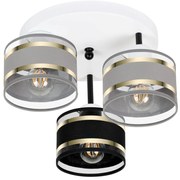 Lampa sufitowa biała trzypunktowa z szaro-czarnymi abażurami T-3030WE-
