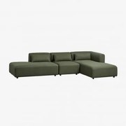 Sofa Modułowy Z Prawym Szezlongiem, 3-częściowy Z Otomanką Fogler Chenille Salvia Zieleń - Sklum